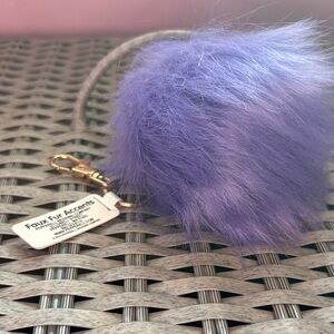 Purple Faux Fur Pom Pom Keychain